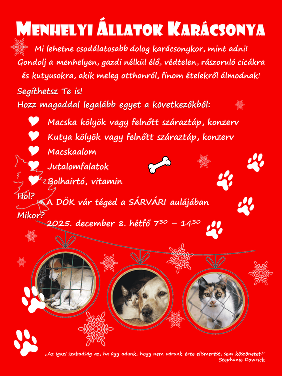 Menhelyi állatok karácsonya 2025.