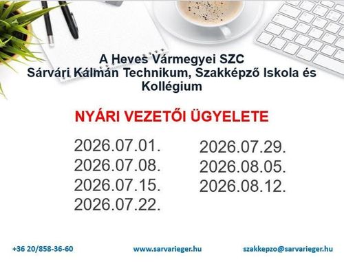2026. nyári vezetői ügyelet