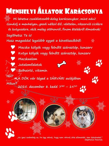 Menhelyi állatok karácsonya 2025.