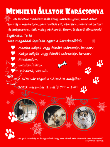 Menhelyi állatok karácsonya 2025.